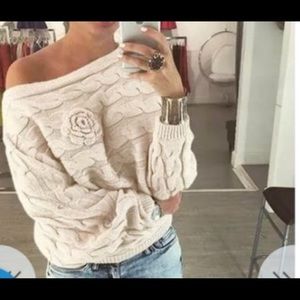 Military Hippie Coming Up Roses Sweater NWOT